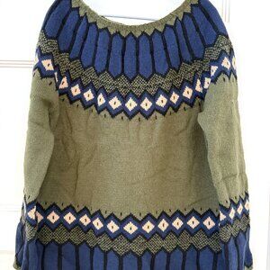 Still in Package - Size L - Vintage Style Fair Isle Long Sleeve Boatneck Sweater
